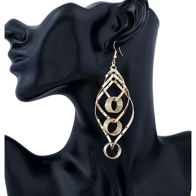  Women's Drop Earrings - Circular Gold / Black / Silver For Wedding / Party / Birthday