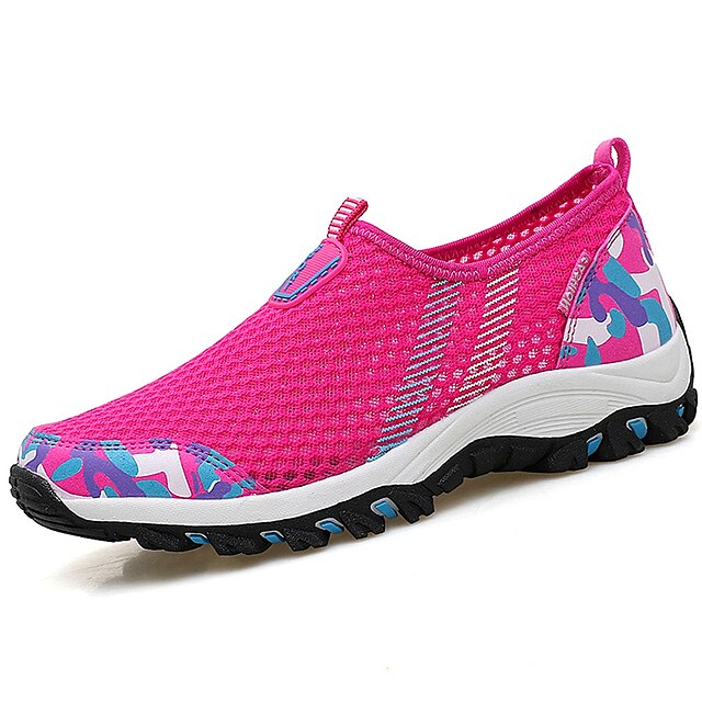  Women's Tulle Summer Flats Walking Shoes Flat Heel Round Toe Split Joint Fuchsia / Light Grey / Blue+Pink