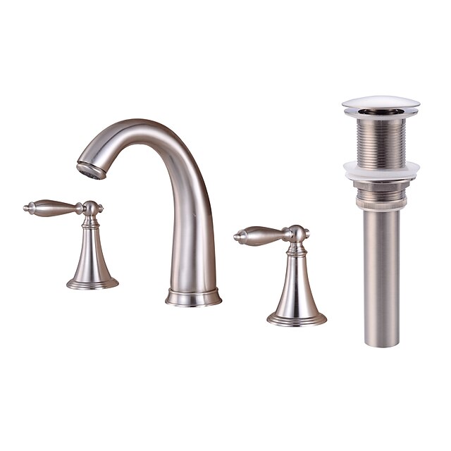  Faucet Set - Clawfoot Nickel Brushed Widespread Two Handles Three HolesBath Taps