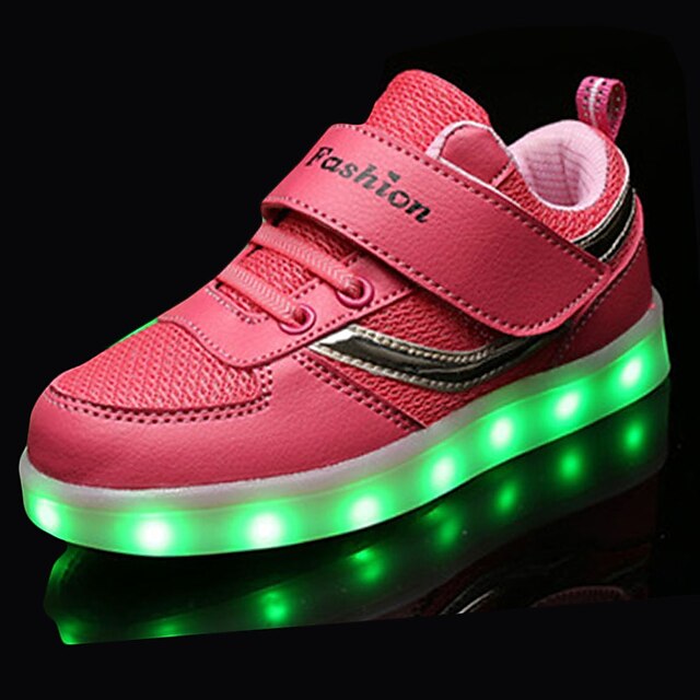  Băieți Pantofi Tul Primăvară / Toamnă Confortabili Adidași de Atletism Plimbare Dantelă / LED pentru Negru / Albastru / Roz / Cauciuc