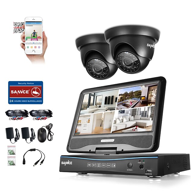  Sannce® 4ch 1080p dvr mit lcd wetterfesten sicherheitssystem unterstützt 720p analog ahd tvi ip kamera ohne hdd