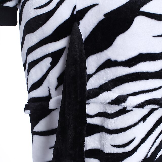 Toys & Hobbies Cosplay & Costumes | Adults Kigurumi Pajamas Zebra Animal Onesie Pajamas Flannel Toison Black / White Cosplay For