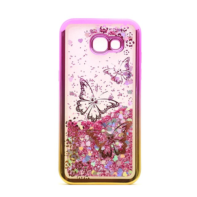  Phone Case For Samsung Galaxy Back Cover A3 A5 Plating Flowing Liquid Transparent Butterfly Glitter Shine Soft TPU