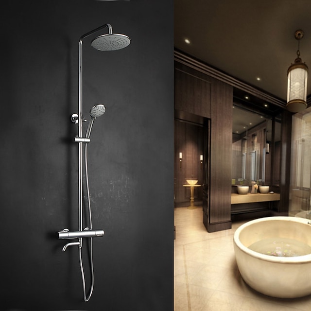  Sprchový systém Soubor - Déšť Moderní / Secese a retro Pochromovaný Sprchový systém Mosazný ventil Bath Shower Mixer Taps / Single Handle dva otvory