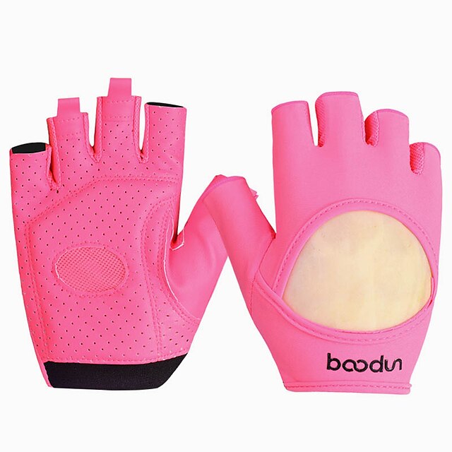  BOODUN Winter Bike Gloves / Cycling Gloves Mountain Bike MTB Breathable Anti-Slip Sweat-wicking Protective Half Finger Sports Gloves Blushing Pink for Adults' Fitness Gym Workout