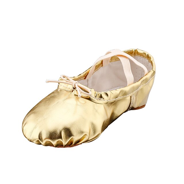  Mulheres Sapatos de Dança Couro Ecológico Sapatilhas de Balé Sapatilha Sem Salto Não Personalizável Dourado / Prata / Vermelho / Interior / EU40