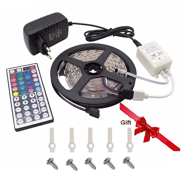  KWB 5m Light Sets 150 LEDs 5050 SMD RGB Remote Control / RC Cuttable Dimmable 100-240 V / Linkable / Suitable for Vehicles / Self-adhesive / Color-Changing / IP44