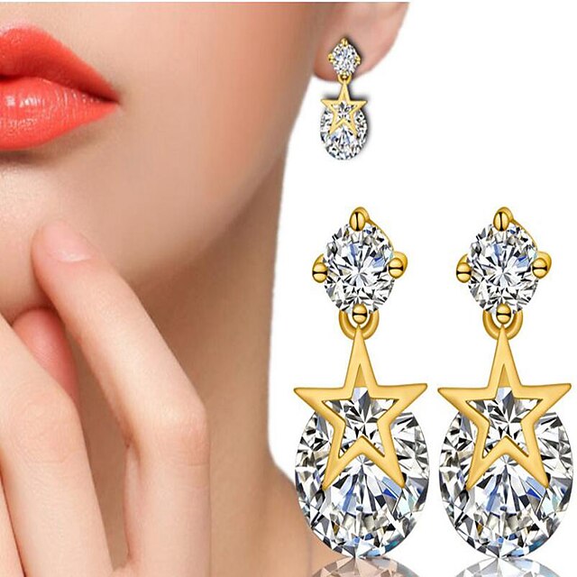  Mujer Circonita Diamante sintético Pendientes cortos Estrella Moda Estilo lindo Chapado en Oro Aretes Joyas Amarillo y oro / Blanco Para Regalo Diario Casual