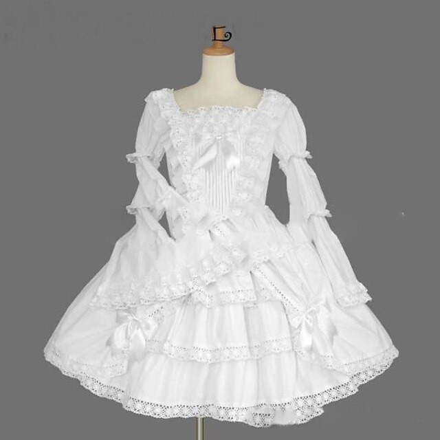  Prinsesse Gotisk Lolita feriekjole Kjoler Dame Jente Japansk Cosplay-kostymer Store størrelser Tilpasset Hvit Ballkjole Årgang Kappeerme Langermet Knelengde / Gotisk Lolita kjole