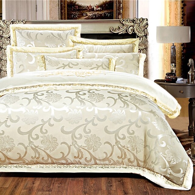  dynebetræk sæt luksus silke / bomuld blend reaktivt print 4 stk sengetøj sæt / 400 / 4pcs (1 dynebetræk, 1 fladt ark, 2 shams) konge