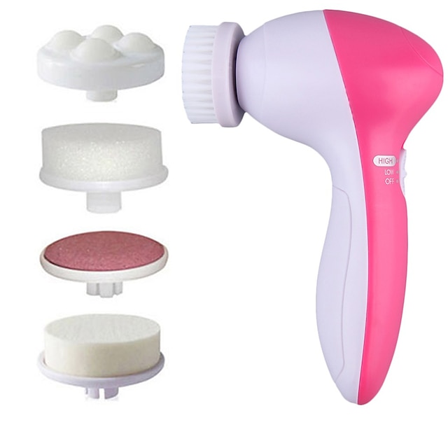  5in1 multi functional cuticle remover facial pore cleaner facial massager with 5 head powered by 2 aa battery