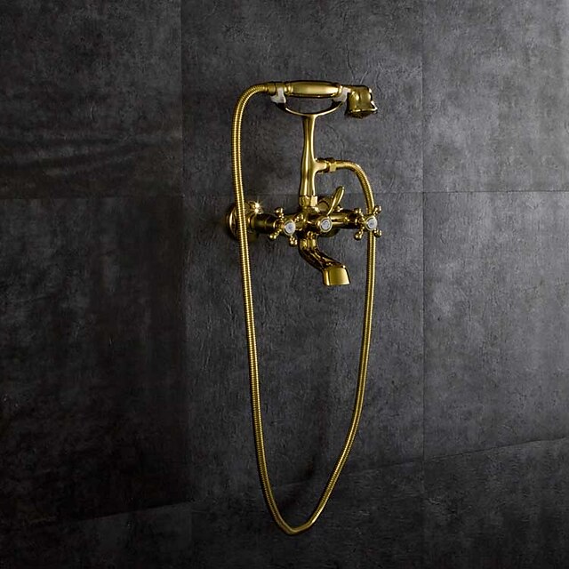  Badewannenarmaturen - Künstlerisch Golden Wandmontage Keramisches Ventil Bath Shower Mixer Taps