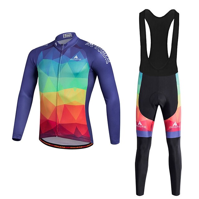  Miloto Herrn Fahrradtrikot mit Trägerhosen Winter Lycra Polyester Fahhrad Sportkleidung Rasche Trocknung Sport Bekleidung / Dehnbar