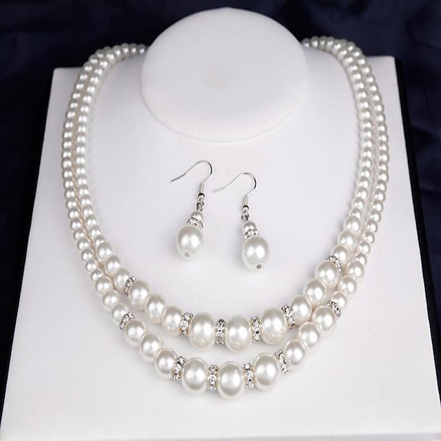  Necklace Earrings For Women's Pearl Party Wedding Gift Pearl Double Strand / Bridal Jewelry Sets / Daily / Engagement