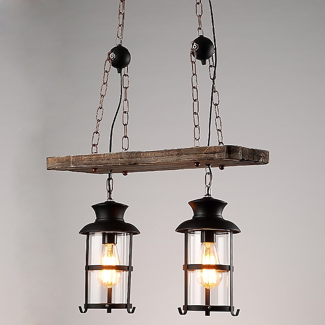  2 światła 55 cm Styl MIni Lampy widzące Drewno / Bambus Szkło Malowane wykończenia Retro 110-120V 220-240V