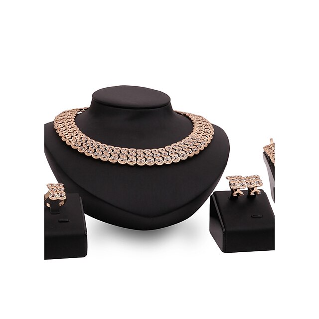  Mulheres Conjunto de Jóias Flor Importante Personalizada Luxo Vintage Fashion Euramerican Strass Chapeado Dourado Brincos Jóias Dourado Para Festa Ocasião Especial Housewarming Parabéns Obrigado