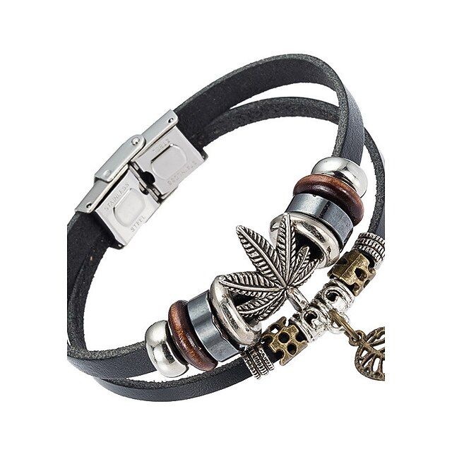  Herrn Lederarmbänder Natur Modisch Leder Armband Schmuck Schwarz Für Besondere Anlässe Geschenk Sport