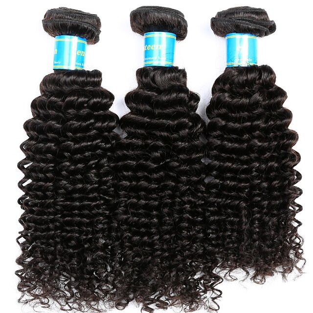  3 Bündel Brasilianisches Haar Kinky Curly Unbehandeltes Haar Menschenhaar spinnt 8-14 Zoll Menschliches Haar Webarten Haarverlängerungen / Kinky-Curly