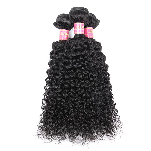  3 pakettia Brasilialainen Kinky Curly Kaareva Weave Virgin-hius Hiukset kutoo Hiukset kutoo Hiukset Extensions / Lyhyt