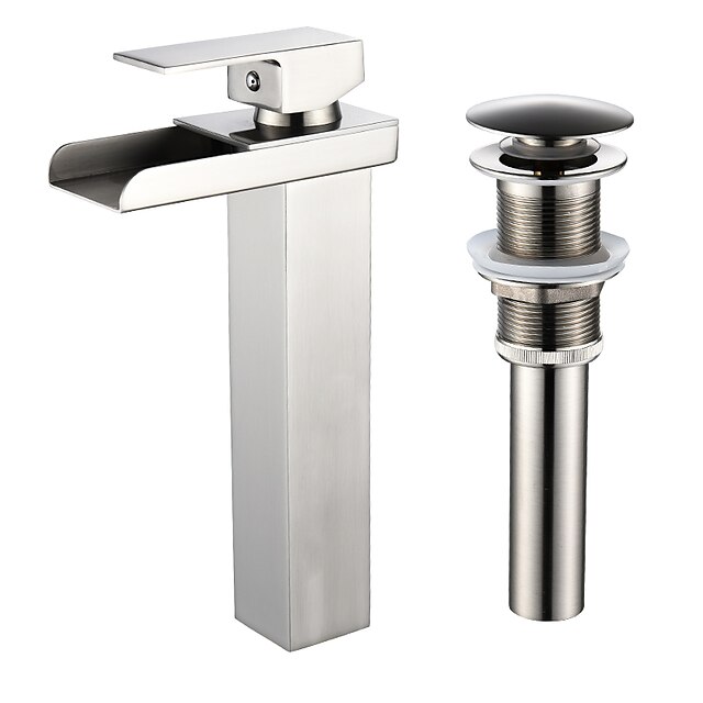  Faucet Set - Waterfall Nickel Brushed Centerset One Hole