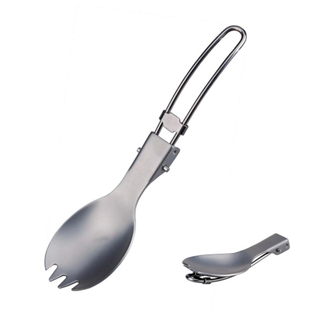  Camping Spoon Camping Spork Single Portable Collapsible Stainless Steel for