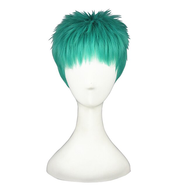  Perruque Synthétique / Perruques de Déguisement Droit Cheveux Synthétiques Vert Perruque Femme Court Sans bonnet