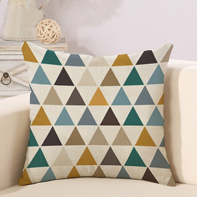  1 pcs Cotton / Linen Pillow Cover Pillow Case, Geometric Pattern Novelty Fashion Geometric Casual Vintage Traditional Classic