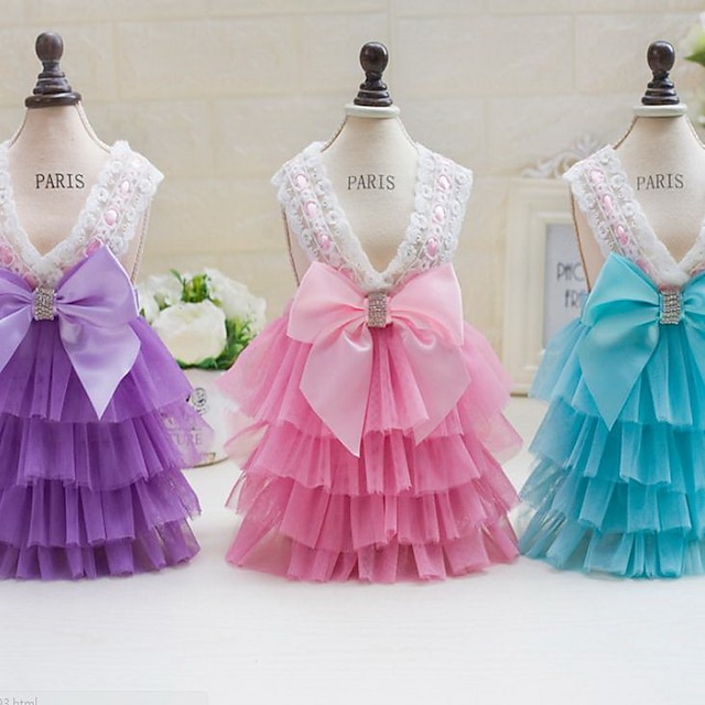  Další Šaty Princeznovské Běžné / Denní Svatba Oblečení pro psy Fialová Modrá Růžová Kostým Bavlna S M L XL