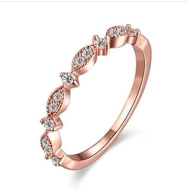  Damen Ring Synthetischer Diamant Weiß Rose Rosa Rosegold vergoldet Kreisförmig damas Modisch Blinging Geburtstag Herzliche Glückwünsche Schmuck