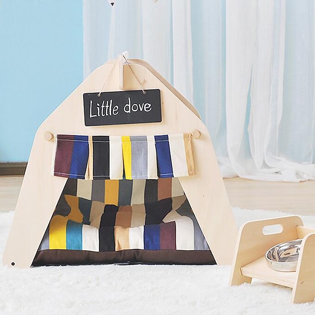  Cat Dog Mattress Pad Bed Bed Blankets Teepee Tipi Mats & Pads Wood Fabric Tent Stripes Stripe