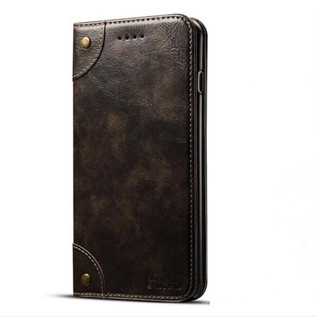  Phone Case For Apple Full Body Case Leather Wallet Card iPhone 7 Plus iPhone 7 iPhone 6s Plus iPhone 6s iPhone 6 Plus iPhone 6 Wallet Card Holder with Stand Solid Color Hard PU Leather