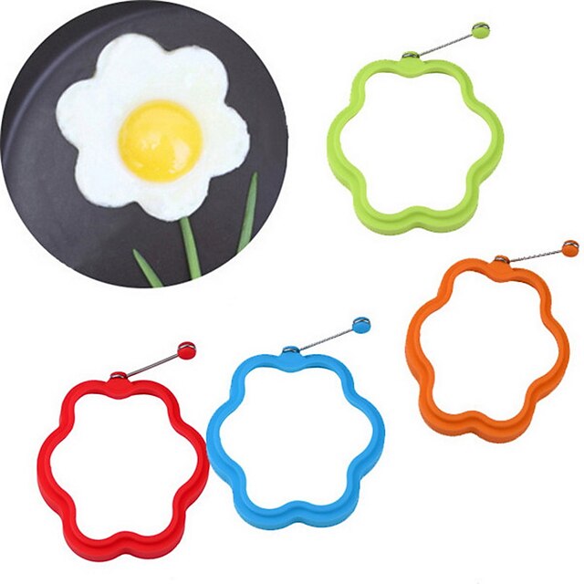  Flower Shaped Silicone Scramble Egg Mold Ring Breakfast Omelette Mould