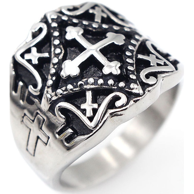  Pánské Prsten 1ks Stříbrná Nerez Titanová ocel dámy Křížem Vánoční dárky Zvláštní příležitosti Šperky Haç