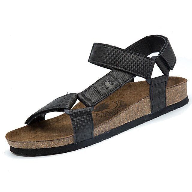  Men's Leather Summer Sandals Walking Shoes Black / Brown / Split Joint