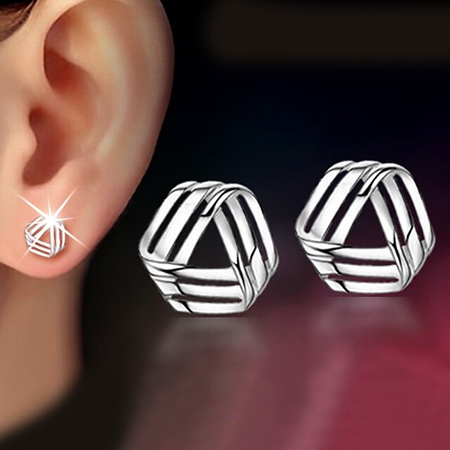  Women's Stud Earrings Geometrical Twisted Dainty Ladies Classic Delicate Earrings Jewelry Silver For Christmas Gifts Wedding Party Special Occasion Anniversary Birthday