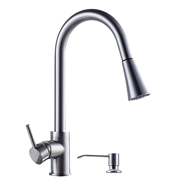  Kitchen faucet Pull-out / ­Pull-down / Tall / ­High Arc Centerset Contemporary Kitchen Taps / Brass