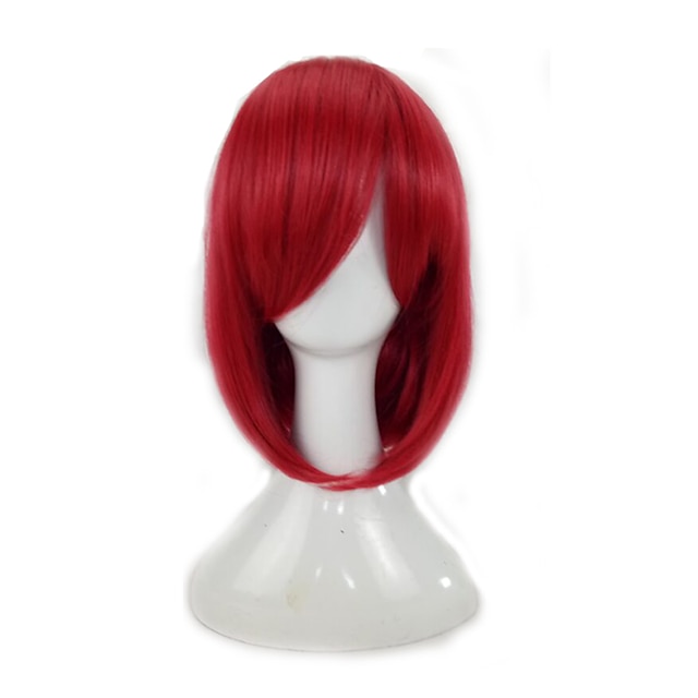  פאה סינתטית פאה קוספליי פאה מתולתלת מתולתלת שיער סינטטי אדום באורך בינוני שמחה שיער אדום לנשים