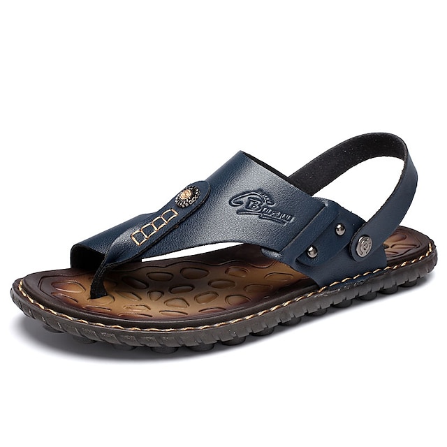  Bărbați Sandale Pantofi de confort Sandale Slingback Casual Casual Plajă Plimbare PU Respirabil Negru Kaki Maro Slogan Primăvară Vară / Mărgele