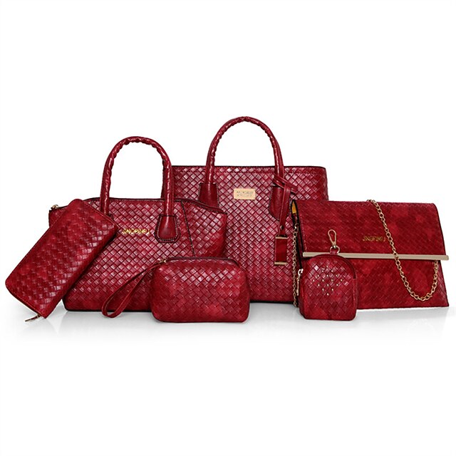  Damen Taschen Andere Lederart Bag Set 6 Stück Geldbörse Set Rüschen Rote / Beige / Braun / Beutel Sets