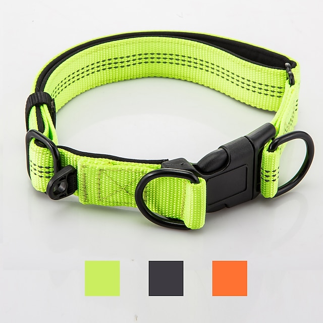  犬 カラー 反射 調整可能 携帯用 折り畳み式 安全用具 ソリッド ナイロン ブラック オレンジ グリーン