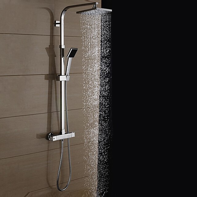  シャワー水栓 - コンテンポラリー クロム シャワーシステム セラミックバルブ Bath Shower Mixer Taps / 真鍮 / 二つのハンドル二つの穴