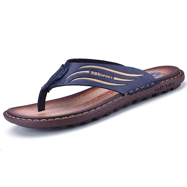  Men's PU(Polyurethane) Spring / Summer Comfort Slippers & Flip-Flops Dark Brown / Blue