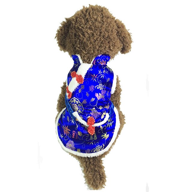  Dog Vest Dog Clothes New Year's Floral/Botanical Red Blue Costume For Pets