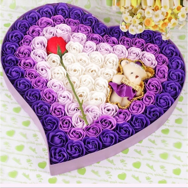  Heart-shaped Plastic Favor Holder with Flowers Gift Boxes-1