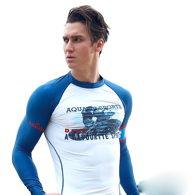  SABOLAY Men's Diving Rash Guard Elastane Top Ultraviolet Resistant Long Sleeve Swimming Special Design Fashion All Seasons