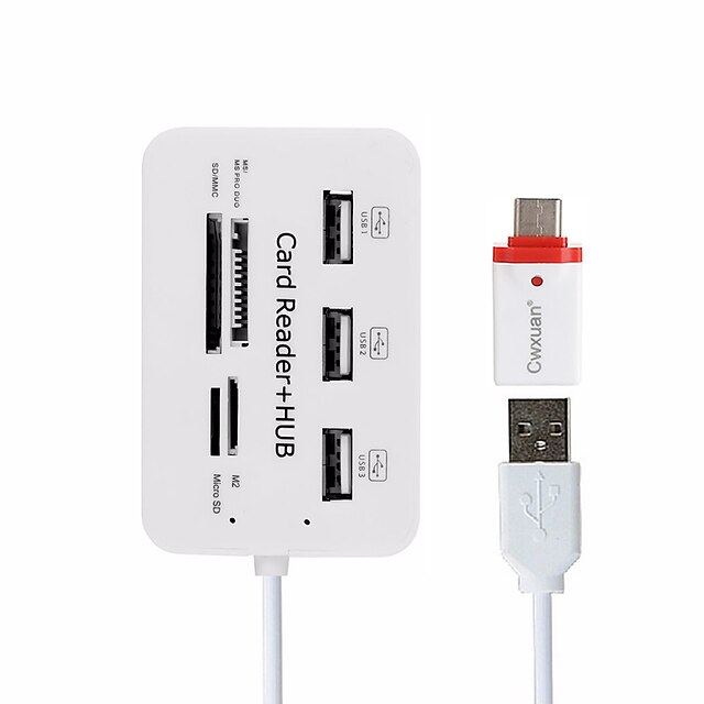  Cwxuan USB 2.0 to USB 2.0 Hub USB 7 Puertos Con lector de tarjetas (s) / OTG