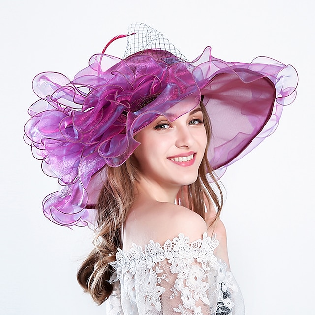  Fjäder / Siden / Organza Kentucky Derby Hat / fascinators / hattar med Blomma 1st Bröllop / Utomhus / Speciellt Tillfälle Hårbonad