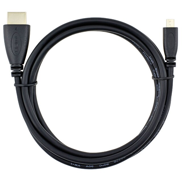  Micro HDMI Kaapeli, Micro HDMI että HDMI 1.4 Kaapeli Uros - Uros 1.8M (6ft)