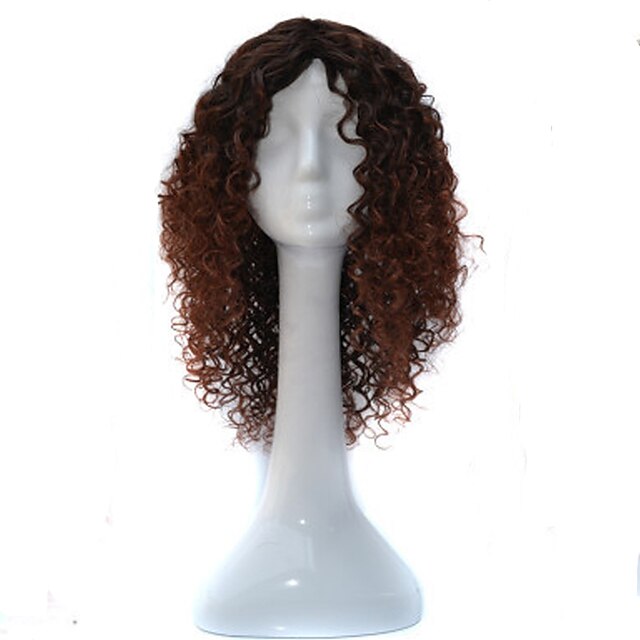  Synthetic Wig Curly Asymmetrical Wig Short Medium Length Brown Synthetic Hair Women's Natural Hairline African American Wig Brown