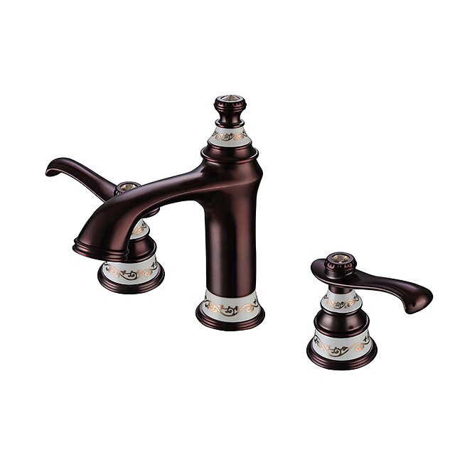  Bathroom Sink Faucet - Widespread Oil-rubbed Bronze Widespread Two Handles Three HolesBath Taps